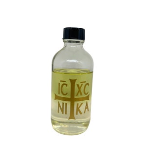 Holy Oil and Holy Water Decorated 4oz Glass Bottle, Multipurpose Glass Container for Holy Water or Holy Oil, Baptism Favor, Orthodox Gift