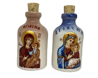 Extra Small Ceramic Holy Water and Holy Oil Bottle, House Warming Orthodox Christian Religious Gift, Ceramic Holy Watter Jug, Baptism Gift