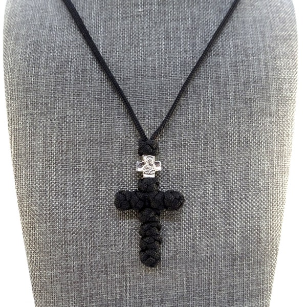 Knotted Cross Pendant Orthodox Cord Necklace