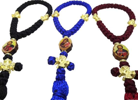 Handmade Orthodox Prayer Rope: 33 Knots, Icon, Tassel