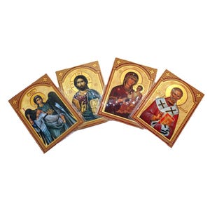 Carte de prière en plastique Icône orthodoxe, Carte de prière au format portefeuille, Icônes orthodoxes plastifiées, Icône de voyage, Icône orthodoxe de portefeuille, Icône de voyage de poche