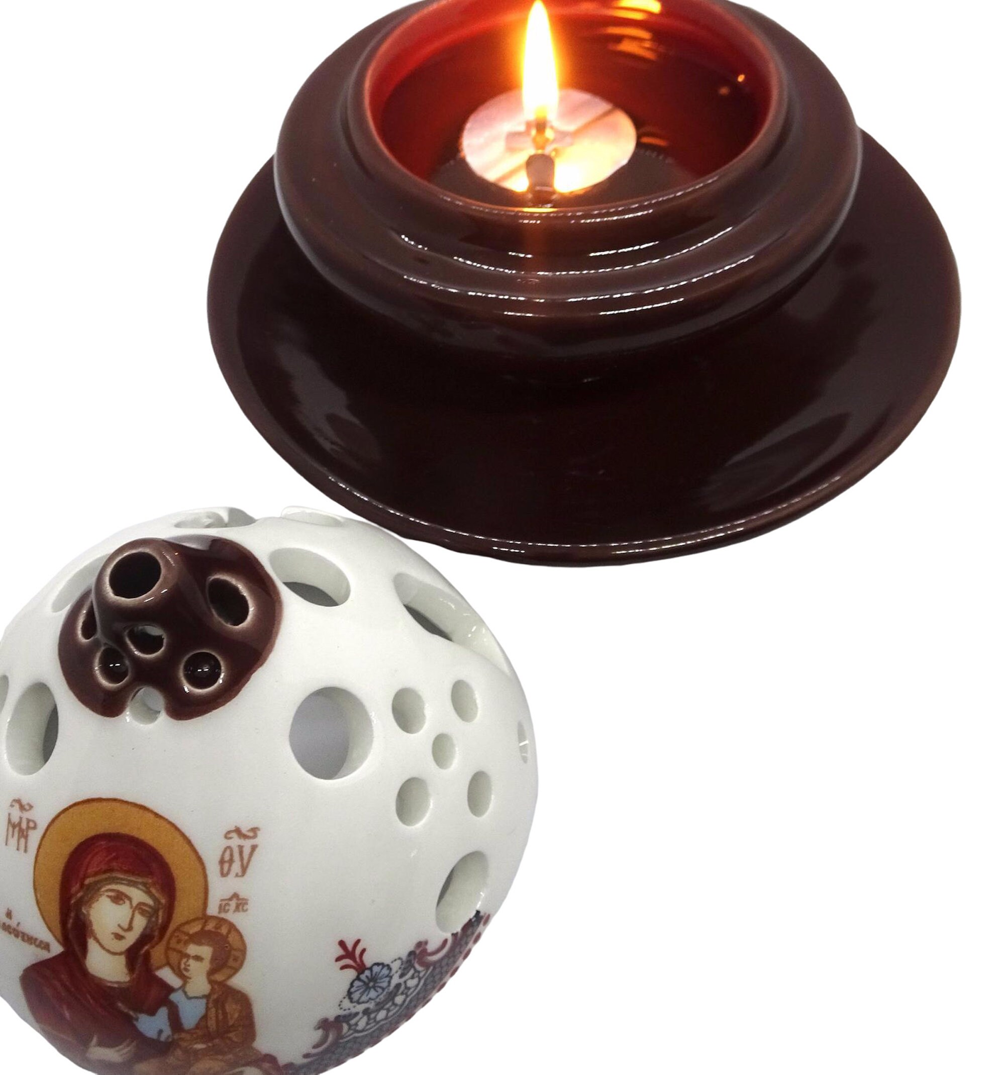 Ceramic Oil Burner Tea Light Candle Holder Orthodox Vigil Etsy