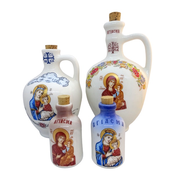 Greek Orthodox Ceramic Holy Water Container, Holy Water Ceramic Jug, Decorative Holy Water Bottle, Holy Oil Container, Housewarming Gift
