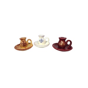 Handmade Greek Orthodox Ceramic Candle Holder: Home Altar Decor