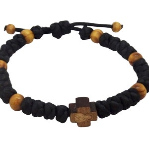Multicolor adjustable bracelet with wooden Orthodox cross, Faith Cross Adjustable Bracelet, Christian Bracelet, Fashion Jewelry