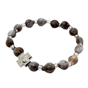 Orthodox Prayer Bracelet with &quot;Tears of the Mother of God&quot; Beads and  Silver-tone Orthodox Cross, Fashion Bracelet, Christian Jewelry