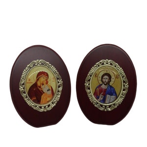 Mother’s Day Icon Gift, Father’s Day Gift, Baptism Gift, Greek Orthodox Icons, Gift Set with the image of Jesus Christ and Holy Theotokos