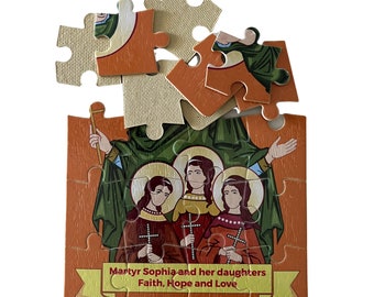 Orthodox Christian Holy Women Saints Jigsaw Icon Puzzle for Children, Easy to Assemble Educational Jigsaw Puzzle, Christmas Puzzle Gift