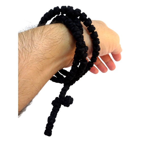 100 knots orthodox rosary Woolen black prayer rope Russian Serbian