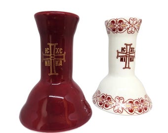 Byzantine Cross Ceramic Candle Holder: Orthodox Home Decor