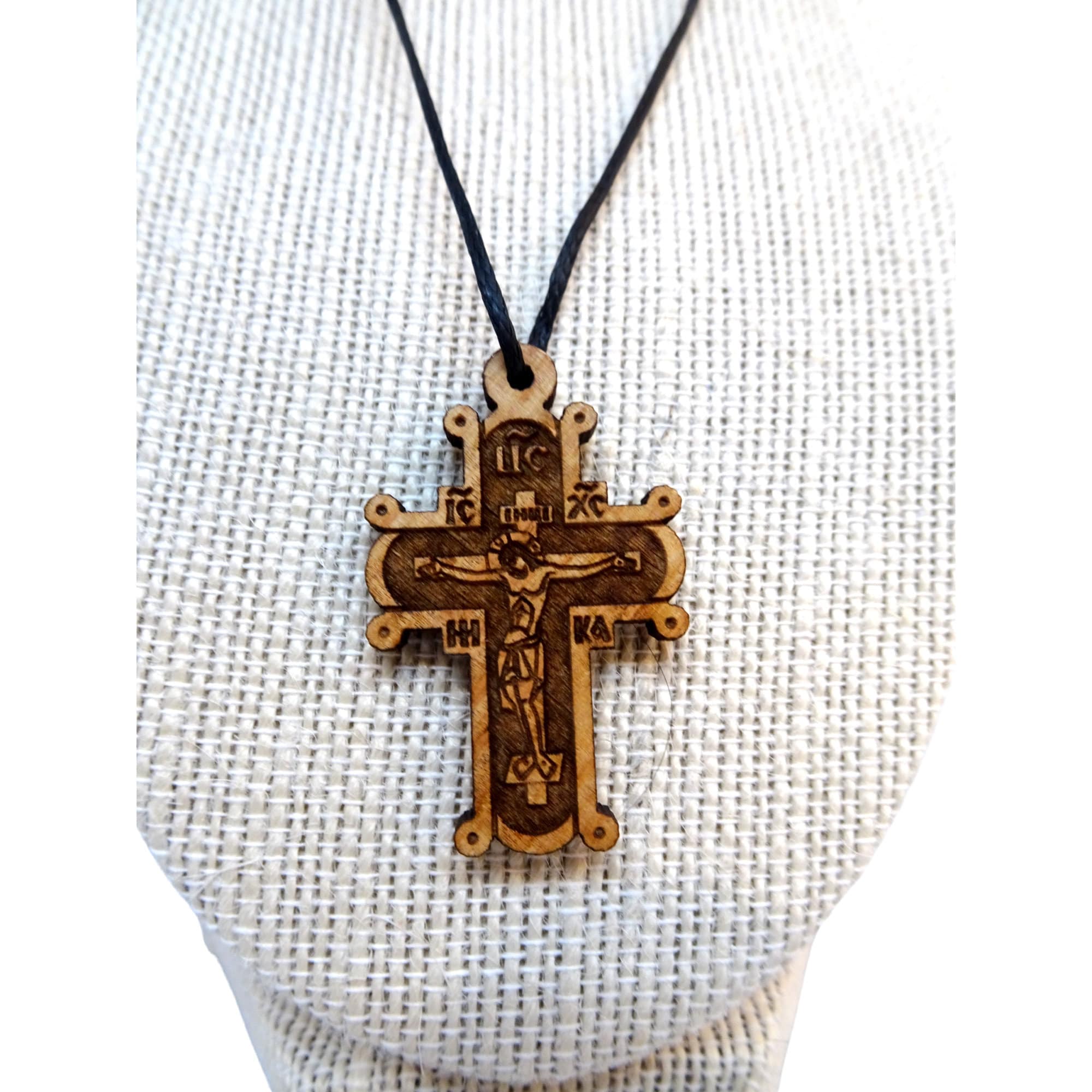 Medium Size Unisex Orthodox Christian Wooden Cross Necklace Etsy