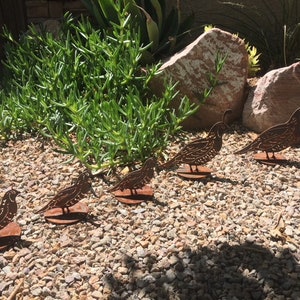 Rustic Metal Quail Family  set of 5 Rusted Yard Southwest Decor Art Free Shipping!!