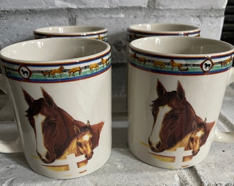 Set of 4 Horse Mugs