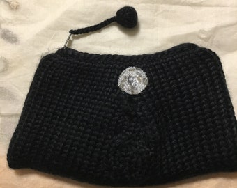 Knitted Black Clutch