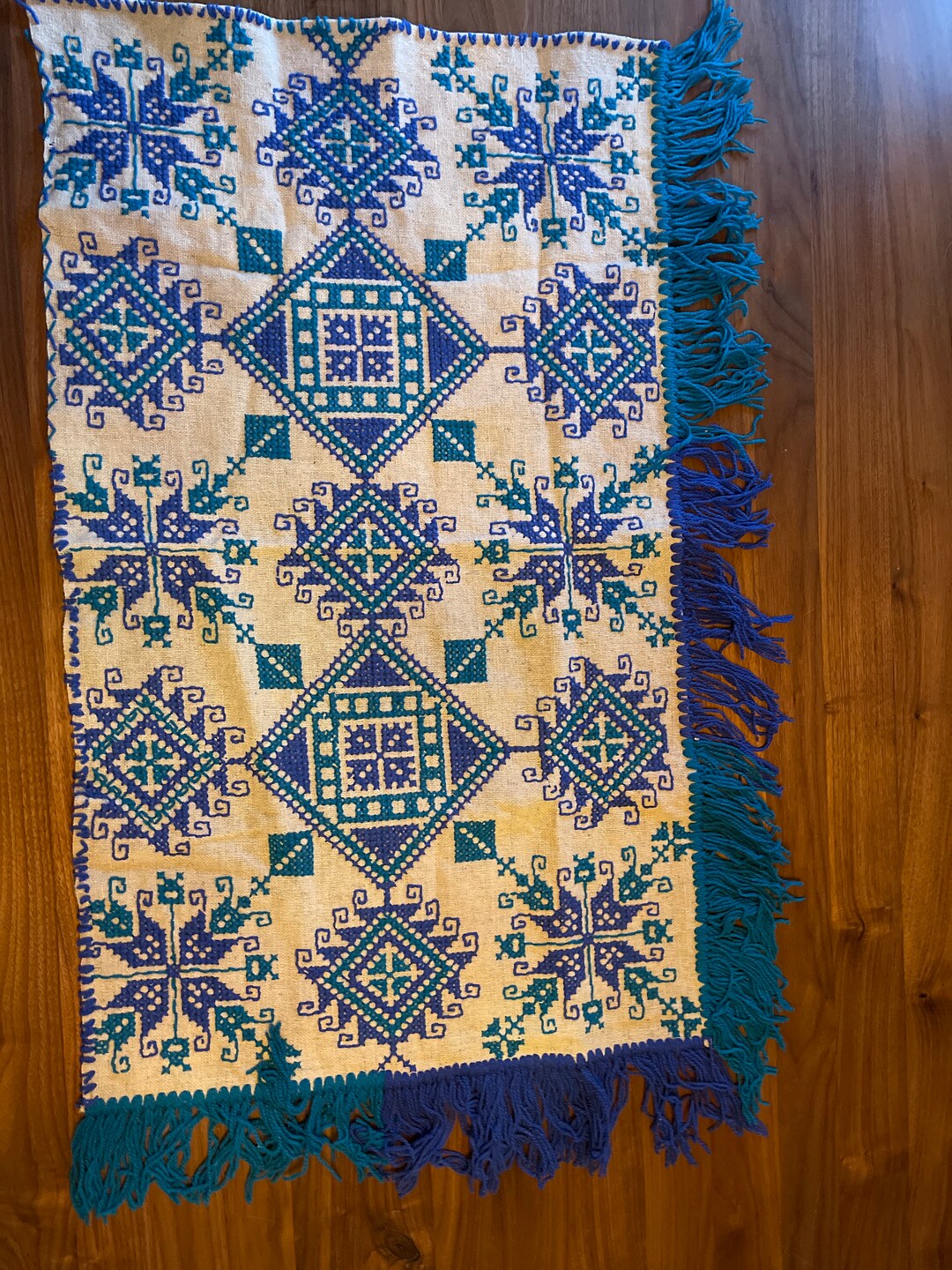 Small Handmade Embroidered Wool Table Cloth Etsy