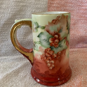 Hand Painted Antique WG & Co Limoges France Tankard Mug Stein