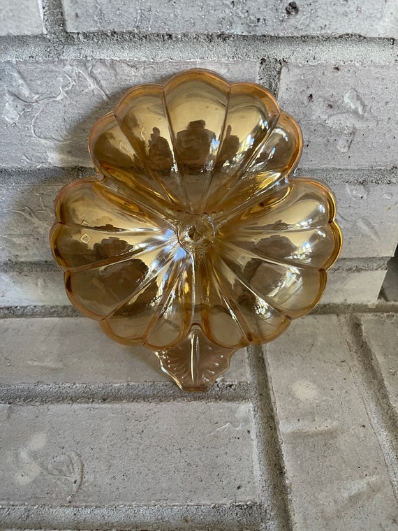 Vintage Marigold Carnival Glass Flower Dish - image 3