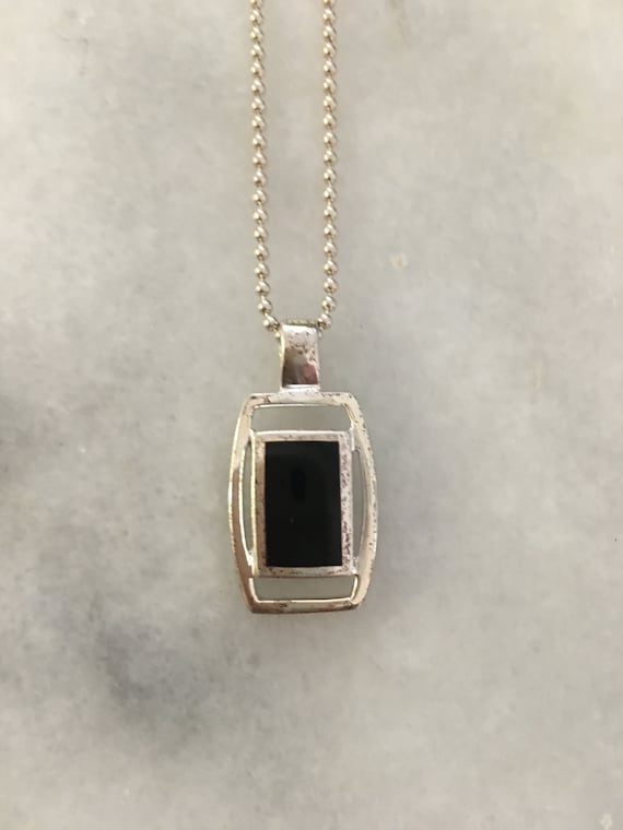 Sterling Silver and Onyx Necklace - image 1
