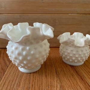 Fenton Hobnail Milk Glass Vases or Bowls