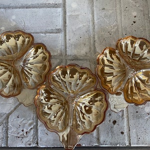 Vintage Marigold Carnival Glass Flower Dish