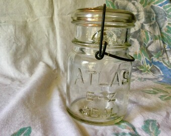 Vintage Atlas Canning Jar with Hinge Lid