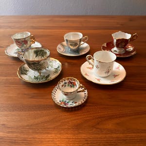 Antique Hand Painted Teacups see description