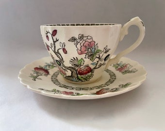 Vintage Myott Fine Staffordshire Ware Indian Tree Tea Cup and Saucer