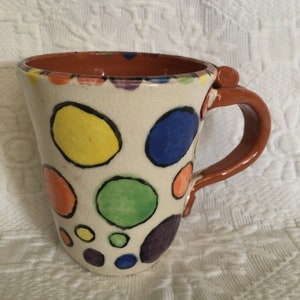 Vintage Terra Cotta Mug with Polka Dots