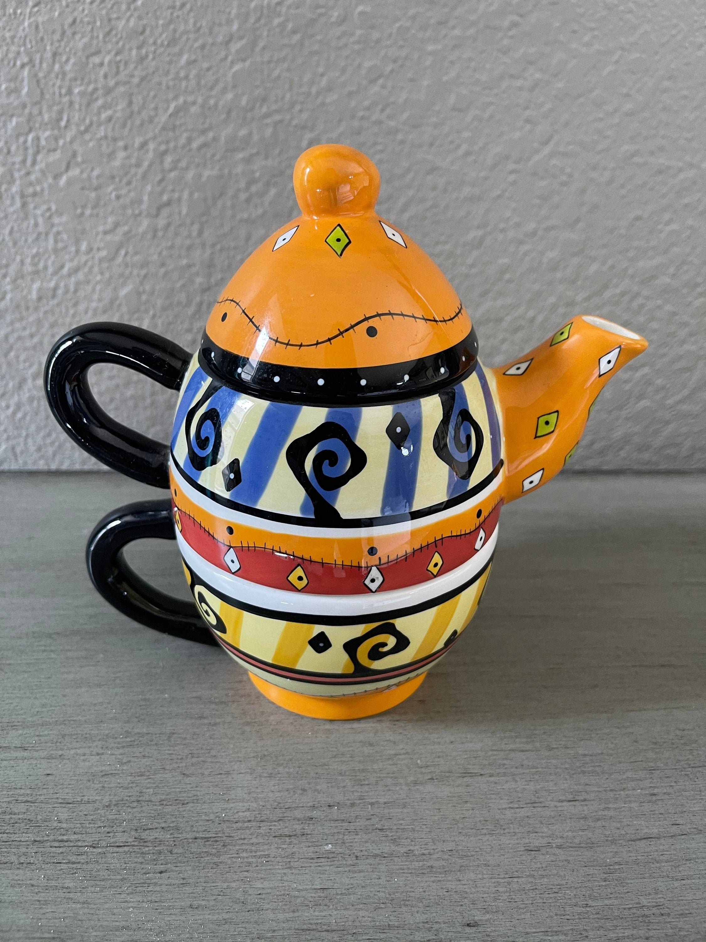 Cute Teapot Bella Casa By Ganz Hand Painted Lemons Design No Cup