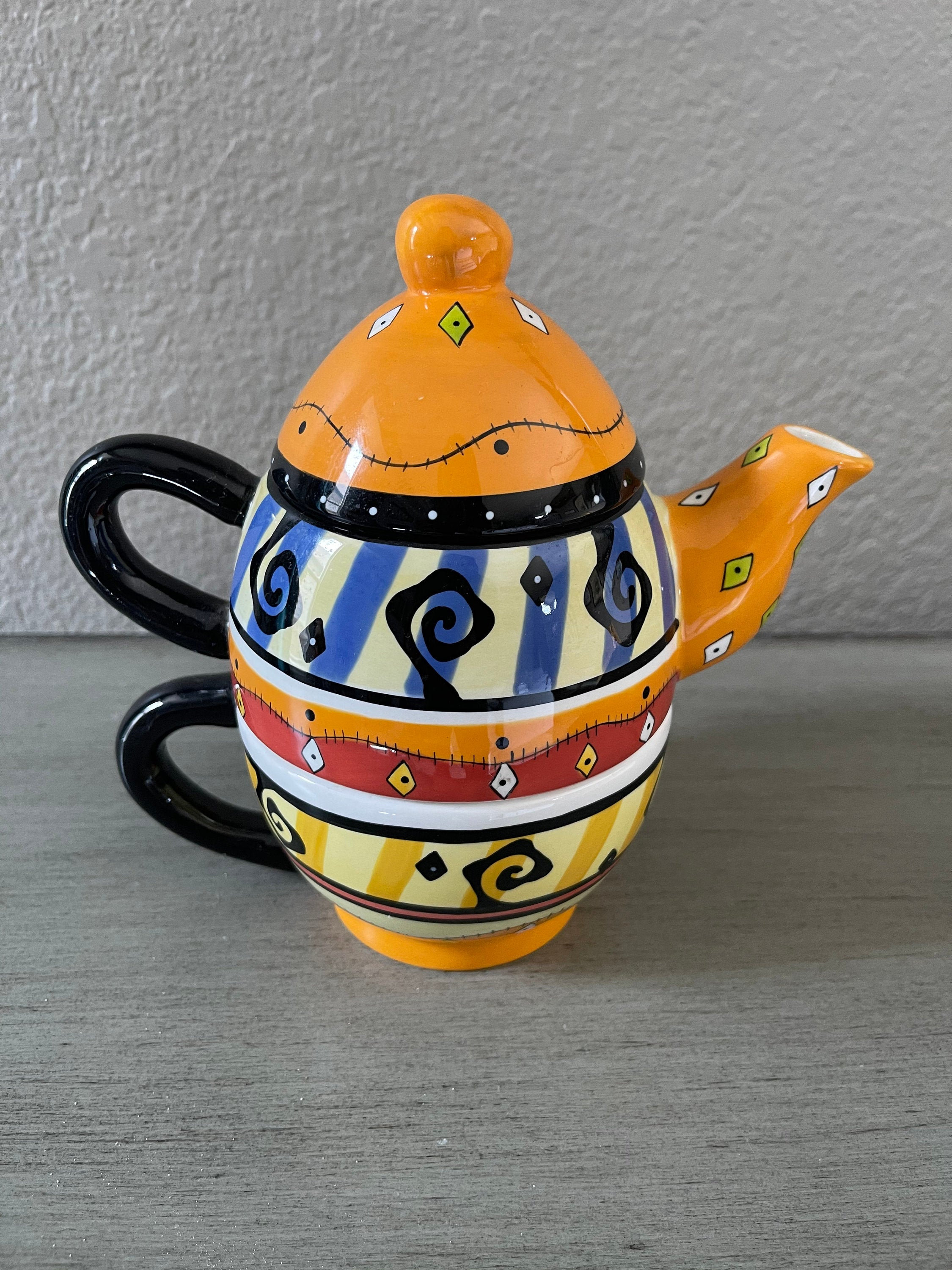 Cute Teapot Bella Casa By Ganz Hand Painted Lemons Design No Cup