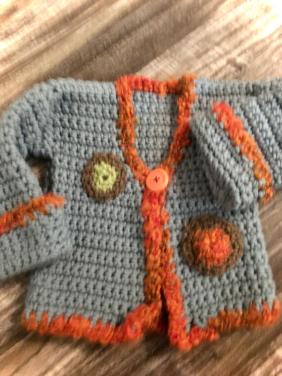 Boutique Hand-crocheted Baby Sweater - image 4