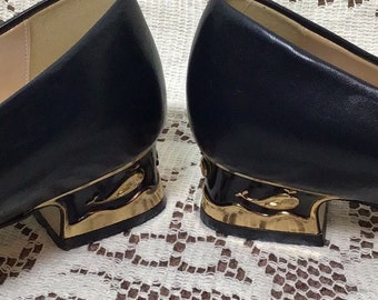 Dark gold vintage sling backs vintage gold court shoes size Etsy Dark gold vintage sling backs vintage gold court shoes size Etsy