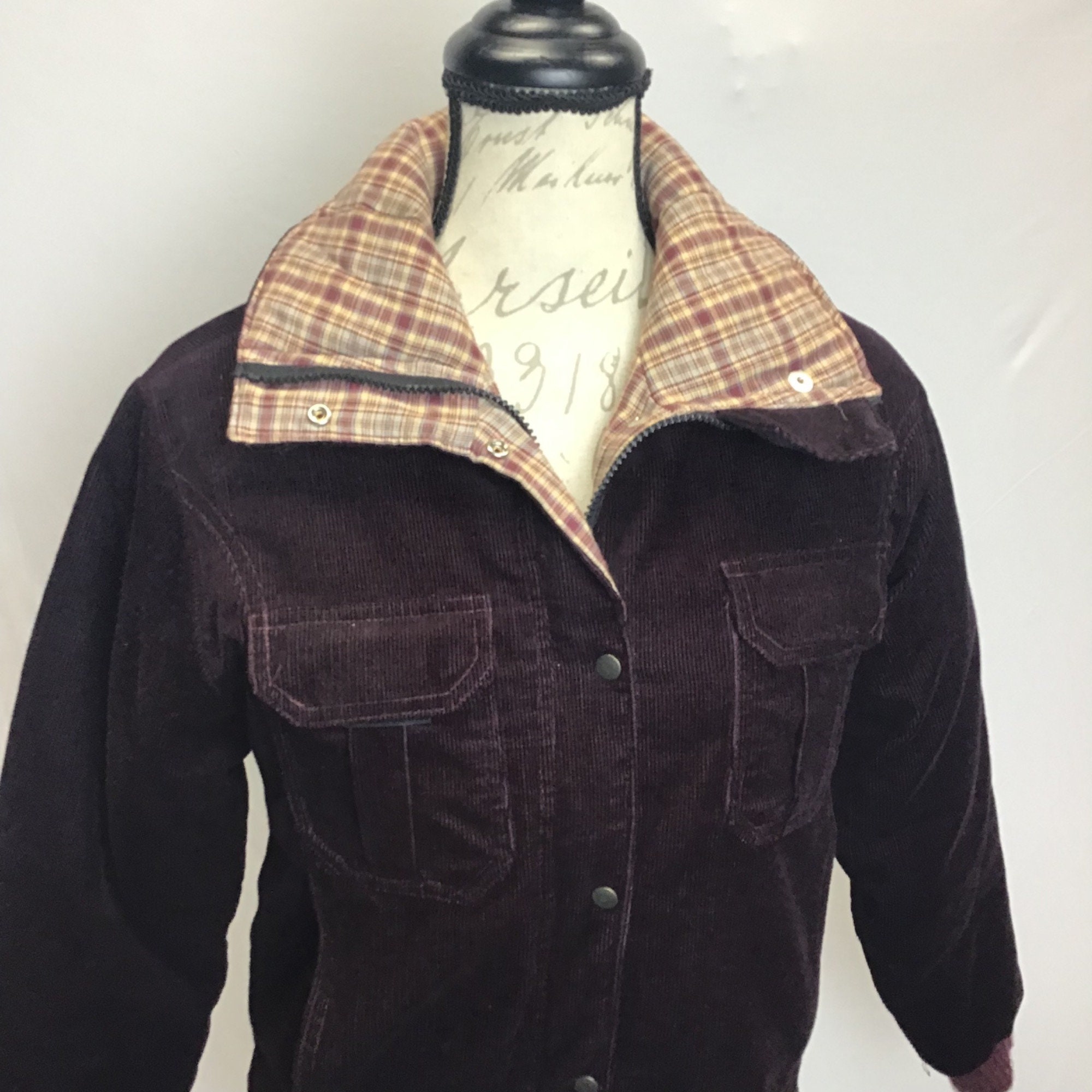 Vintage Wyoming Woolens Plum Corduroy Trucker Jacket Etsy Canada