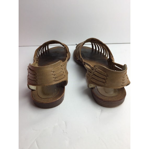 Vintage 80s Leather Slip-on Woven Huarache Sandal… - image 6