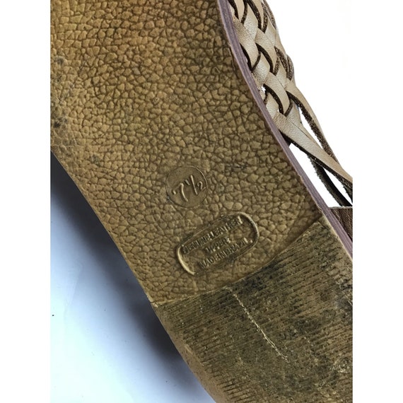 Vintage 80s Leather Slip-on Woven Huarache Sandal… - image 8
