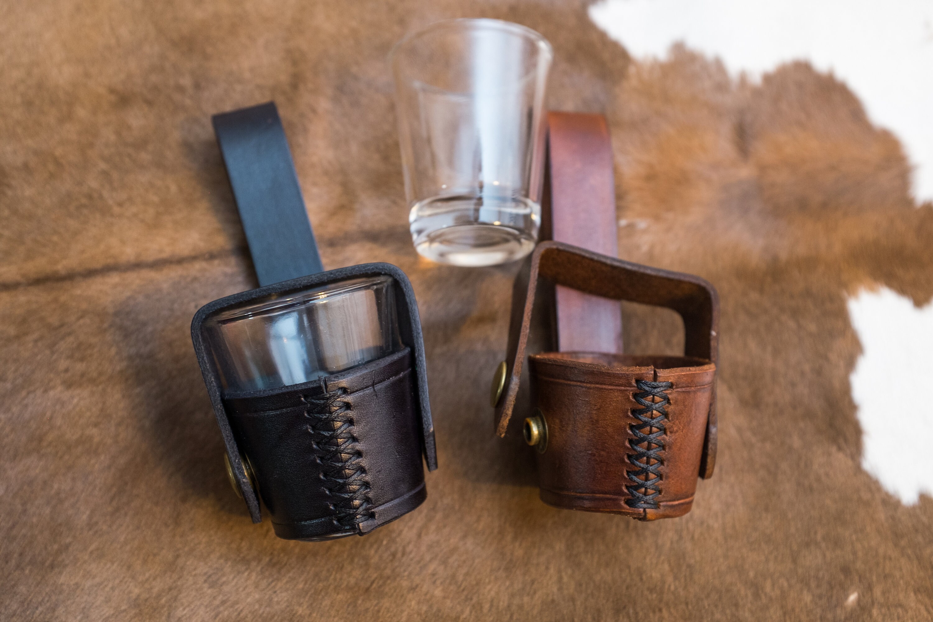 Leather Shot Glass Belt Holder Etsy