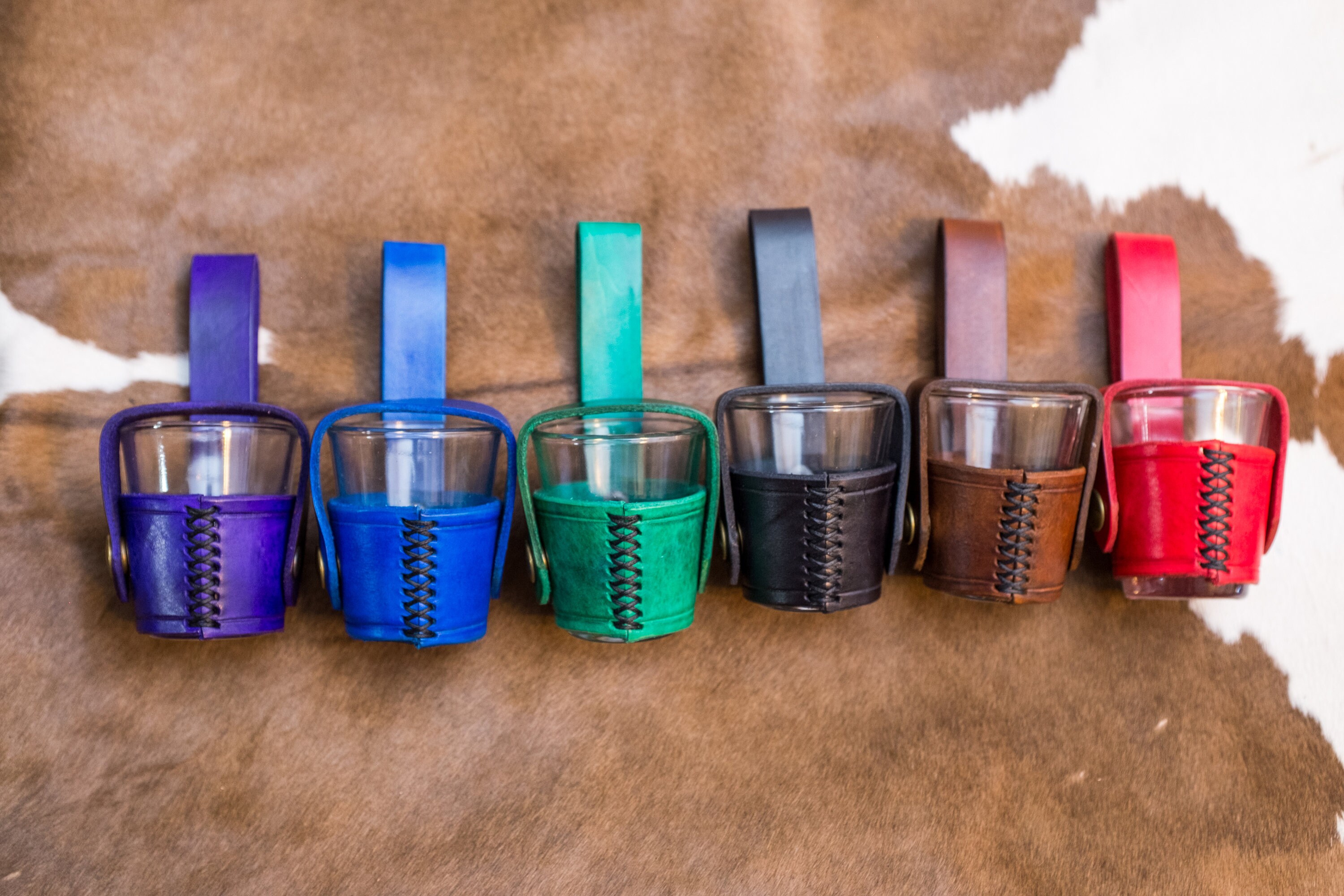 Leather Shot Glass Belt Holder Etsy