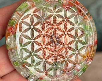 Orgonite® Flower Of Life,Clear Quartz ,Agate, orgone energy,protection crystals,reiki healing chakra,stress relief gift,spiritual gift