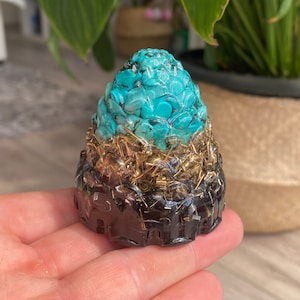 Orgonite® Cone,Tower buster,orgone energy Turquoise ,Clear Quartz crystals,,reiki healing gifts,energy buster,stress relief gift