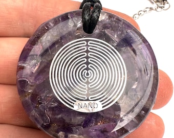 Large Orgonite® pendant orgone talisman Amethyst crystals reiki, yoga,meditation