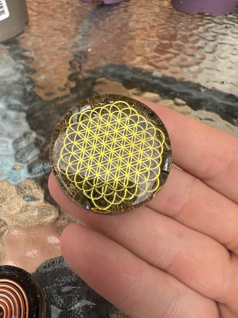 Orgonite®,Pocket orgone,energy buster with Elite Shungite,Reiki Crystal ,stress relief gift,Flower of Life,Seed of life,harmony & balance image 5