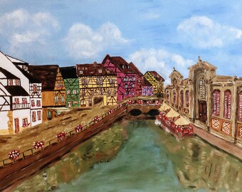 Colmar peinture, acrylique sur toile