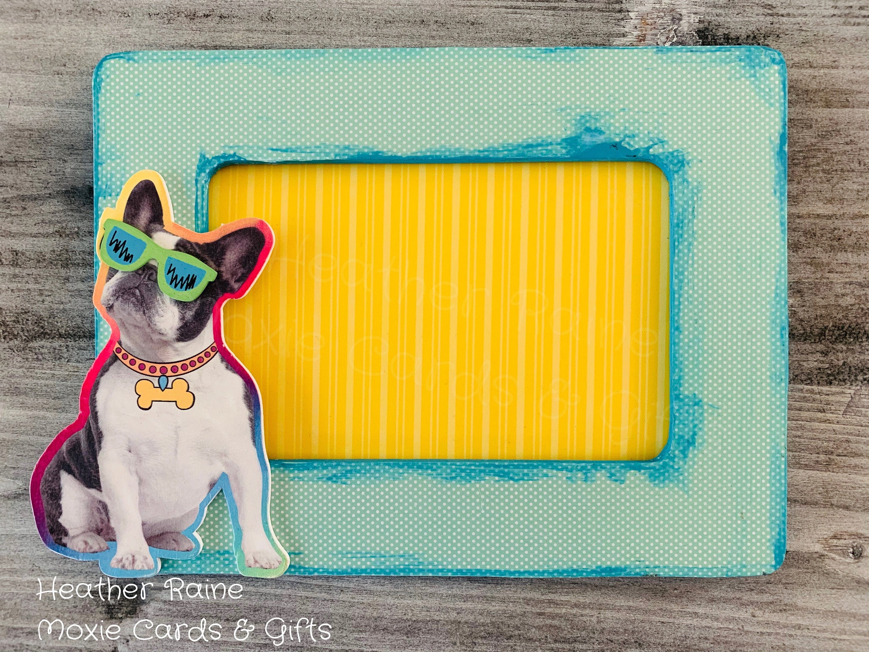 Dog picture frame fun picture frame aqua picture frame cute Etsy
