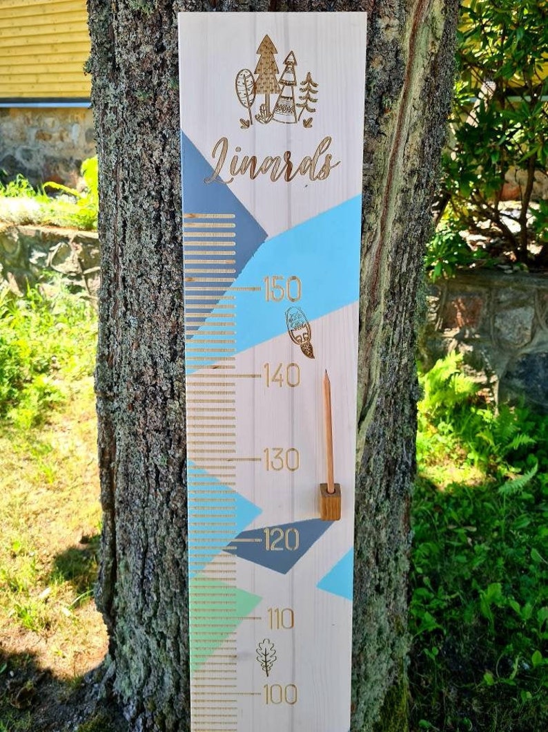 Metric Feet Growth Chart Growth Ruler Wooden Chart Etsy
