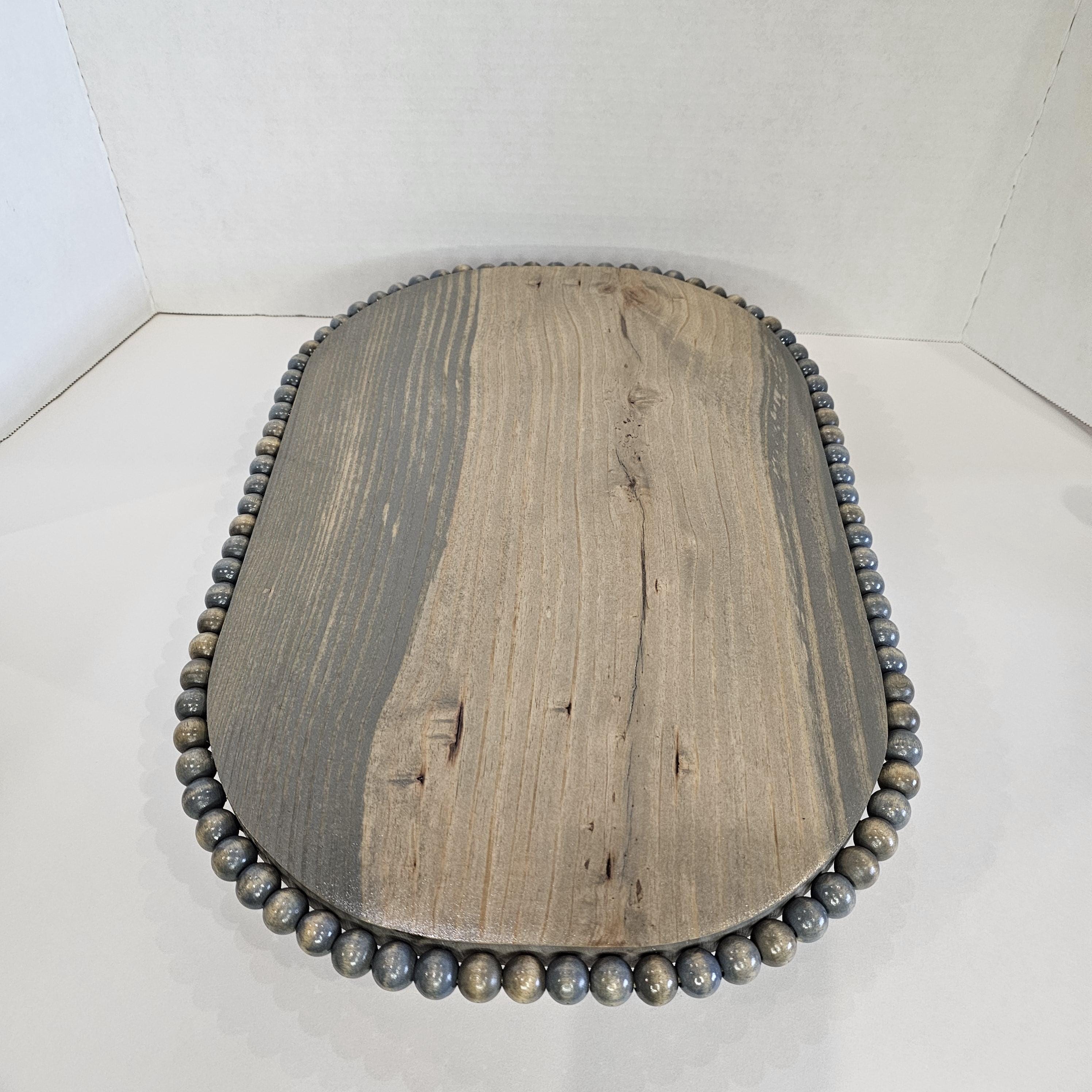 Handcrafted Beaded Wood Riser – Rustic Centerpiece Stand for Home Décor ...