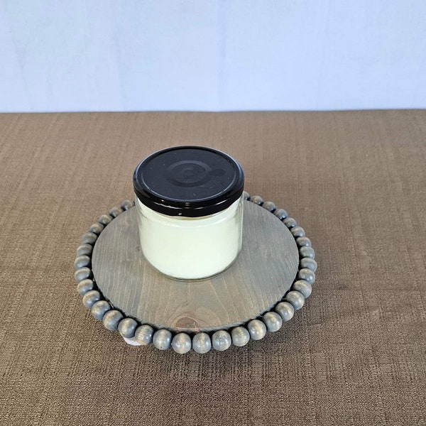 Country Chic Candle Stand - Handcrafted Wood Bead Display