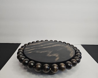 Handcrafted Wood Candle Riser: 6" Beaded Display Stand