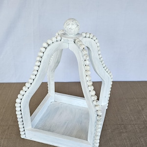 Rustic Farmhouse Beaded Lantern - Handmade Home Decor.