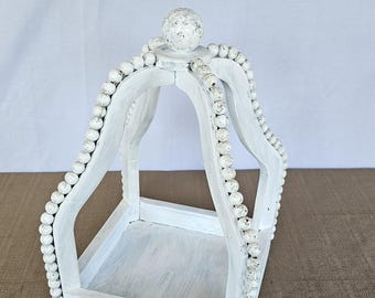 Rustic Farmhouse Beaded Lantern - Handmade Home Decor.