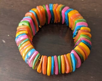 Vintage Mother of Pearl Chunky Rainbow Bracelet